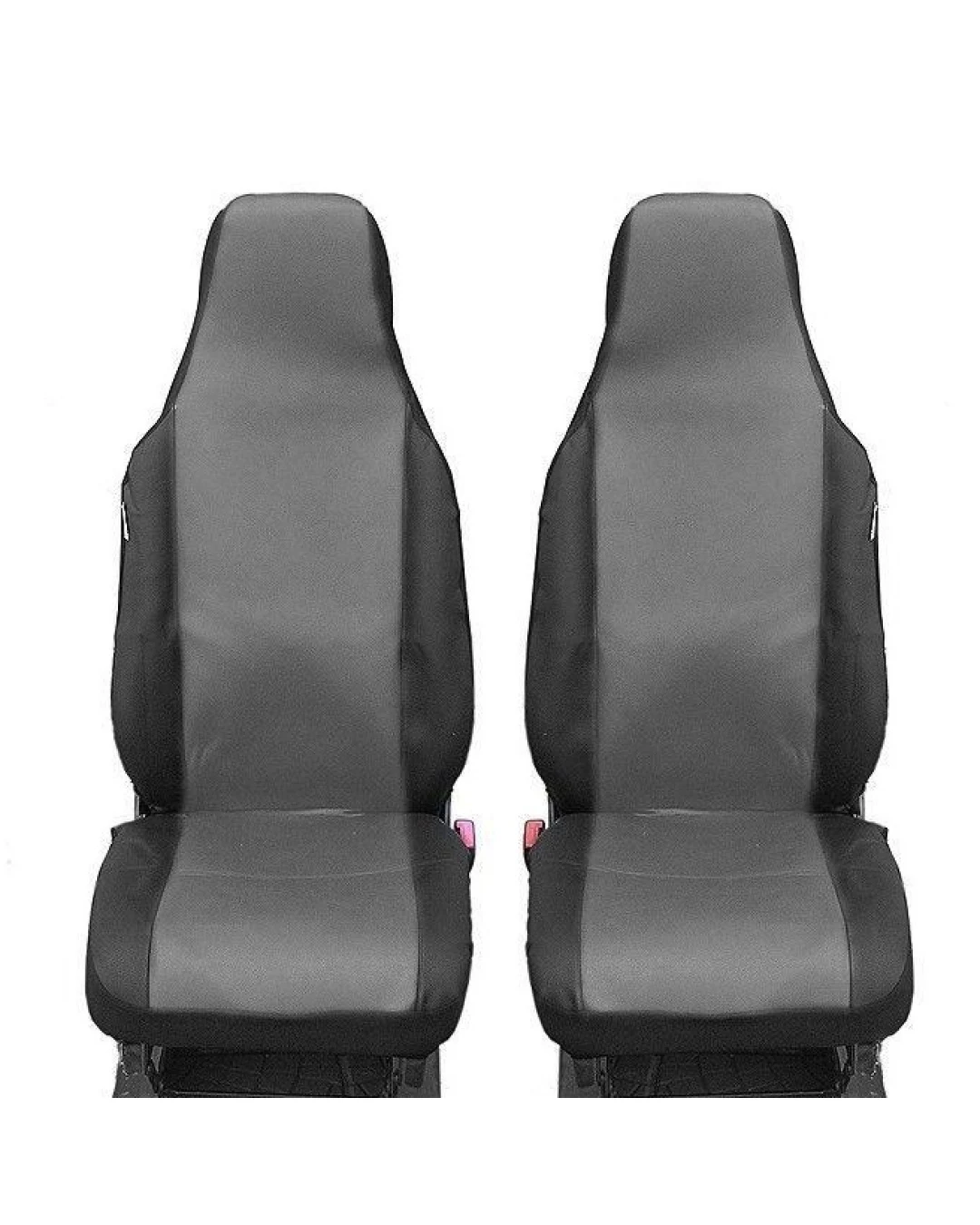 1+1 КАЛЪФИ, ТАПИЦЕРИЯ ЗА ПРЕДНИ СЕДАЛКИ ЗА АВТОМОБИЛ ЗА TOYOTA AYGO , CITROEN C1 , PPEUGEOT 107 ОТ ЕКО КОЖА ЦВЯТ СИВО-ЧЕРНО