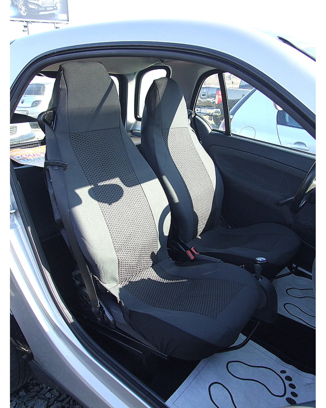 1+1 Калъфи за предни седалки, тапицерия за автомобил Smart Fortwo Смарт Форту, текстил черно Лукс