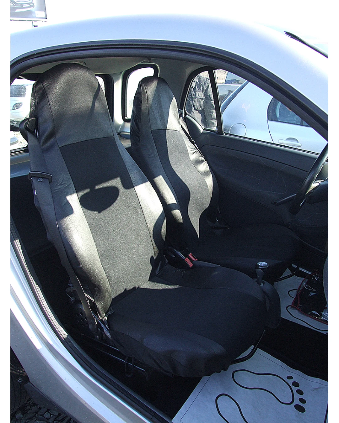 1+1 Калъфи за предни седалки, тапицерия за автомобил Smart Fortwo Смарт Форту, текстил черно