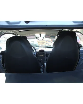 1+1 Калъфи за предни седалки, тапицерия за автомобил Smart Fortwo Смарт Форту, текстил и еко кожа, сиво-черно