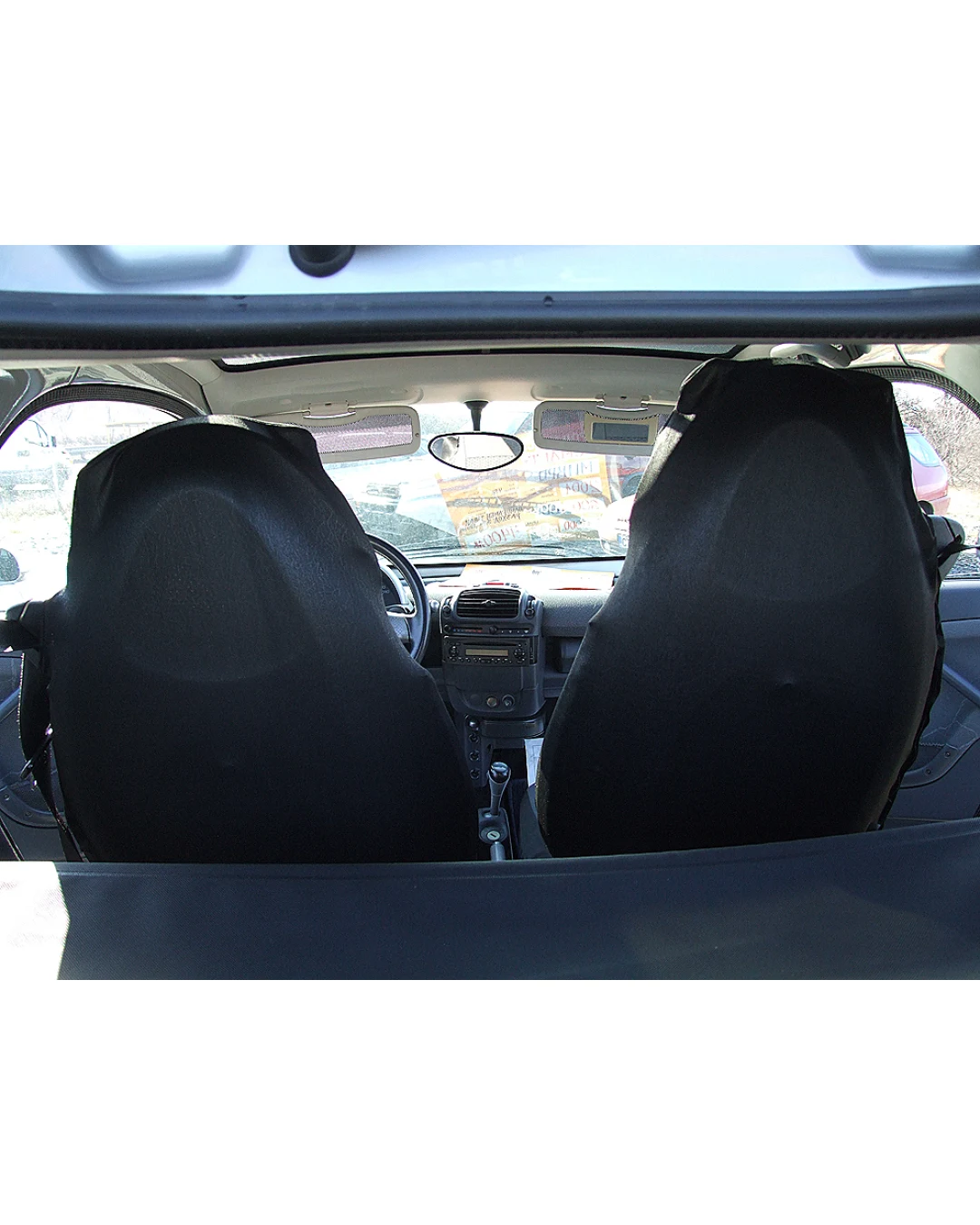 1+1 Калъфи за предни седалки, тапицерия за автомобил Smart Fortwo Смарт Форту, текстил синьо-черно