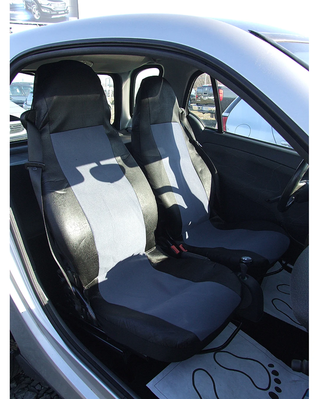 1+1 Калъфи за предни седалки, тапицерия за автомобил Smart Fortwo Смарт Форту, текстил сиво-черно