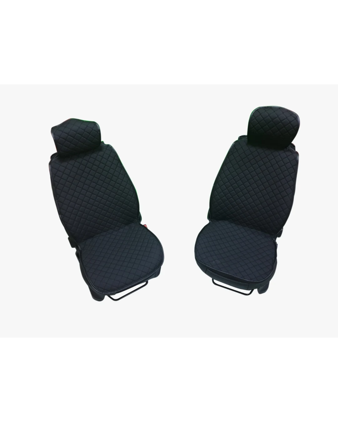 1+1 Комплект Калъфи За Предни Седалки, Тапицерия, Текстил, Черни със син шев