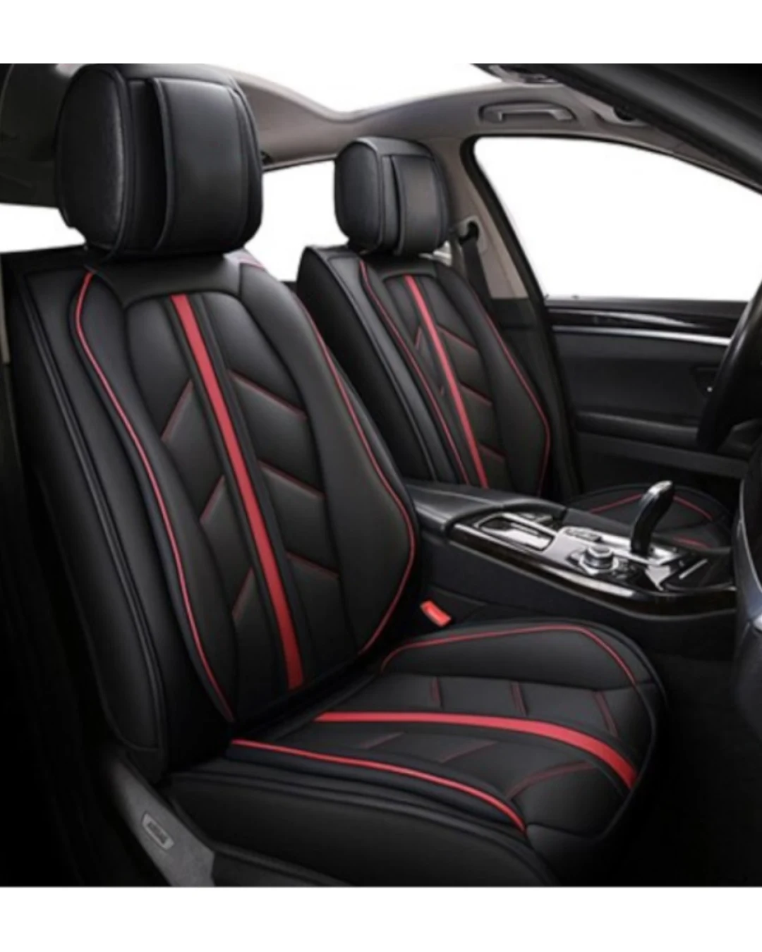 1 + 1 Комплект от 2 броя Предна Универсална Авто Тапицери Еко Кожа Лукс Sport Черно-Червено