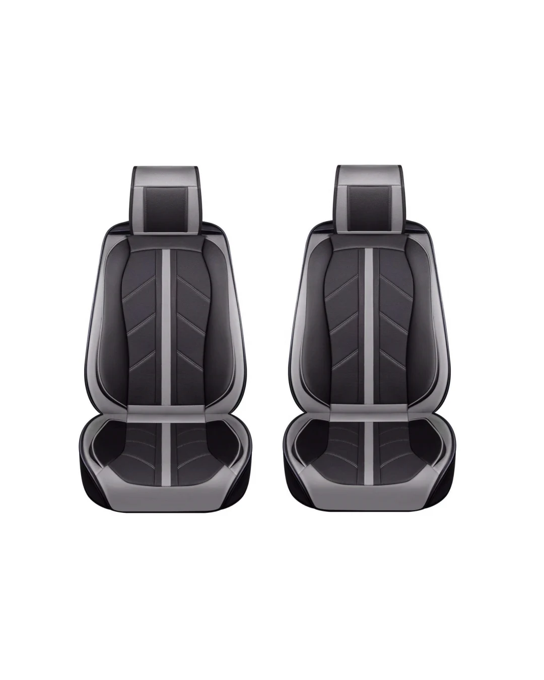 1 + 1 Комплект от 2 броя Универсална Авто Тапицерия Еко Кожа Лукс Sport Сиво-Черно