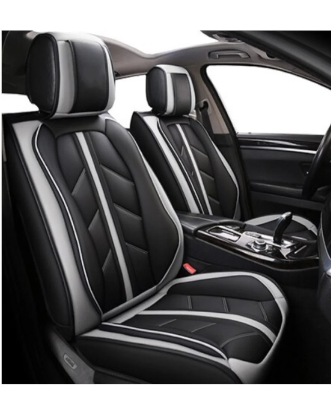 1 + 1 Комплект от 2 броя Универсална Авто Тапицерия Еко Кожа Лукс Sport Сиво-Черно