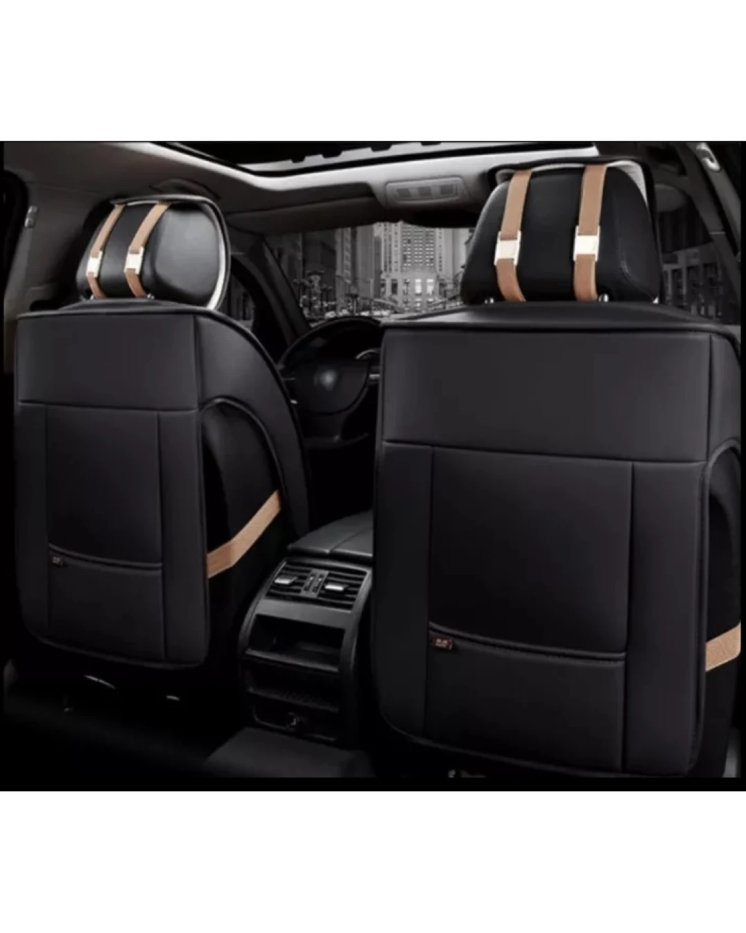 1+1 Комплект от 2 броя Универсална Кожена Тапицерия калъфи за Предни Седалки в Черно и Червено