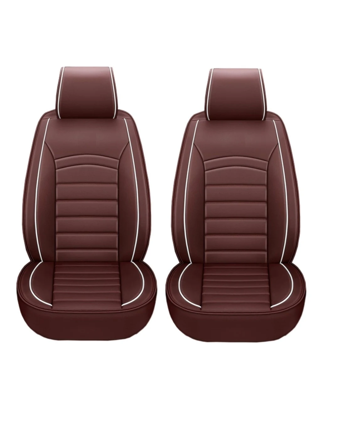 1+1 Комплект от 2 броя Универсална Кожена Тапицерия Калъфи за предни седалки в Кафяво