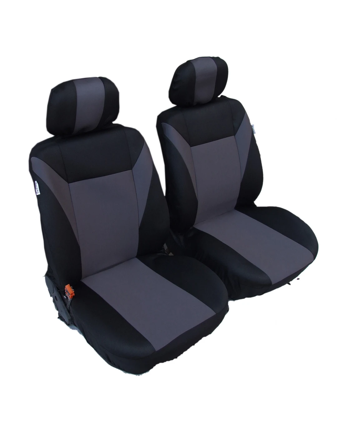 1+1 Комплект Универсални Калъфи/Тапицерия За Предни Седалки На Автомобил, Бус , Джип сиво-черно - текстил