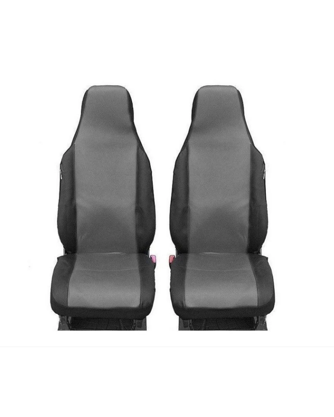 1+1 СЪС СЛЯТ ПОДГЛАВНИК ВИСОКИ КОМПЛЕКТ УНИВЕРСАЛНИ КАЛЪФИ, ТАПИЦЕРИЯ ЗА ПРЕДНИ СЕДАЛКИ ЗА АВТОМОБИЛ , БУС , ДЖИП ЦВЯТ СИВО-ЧЕРНО , ТЕКСТИЛ
