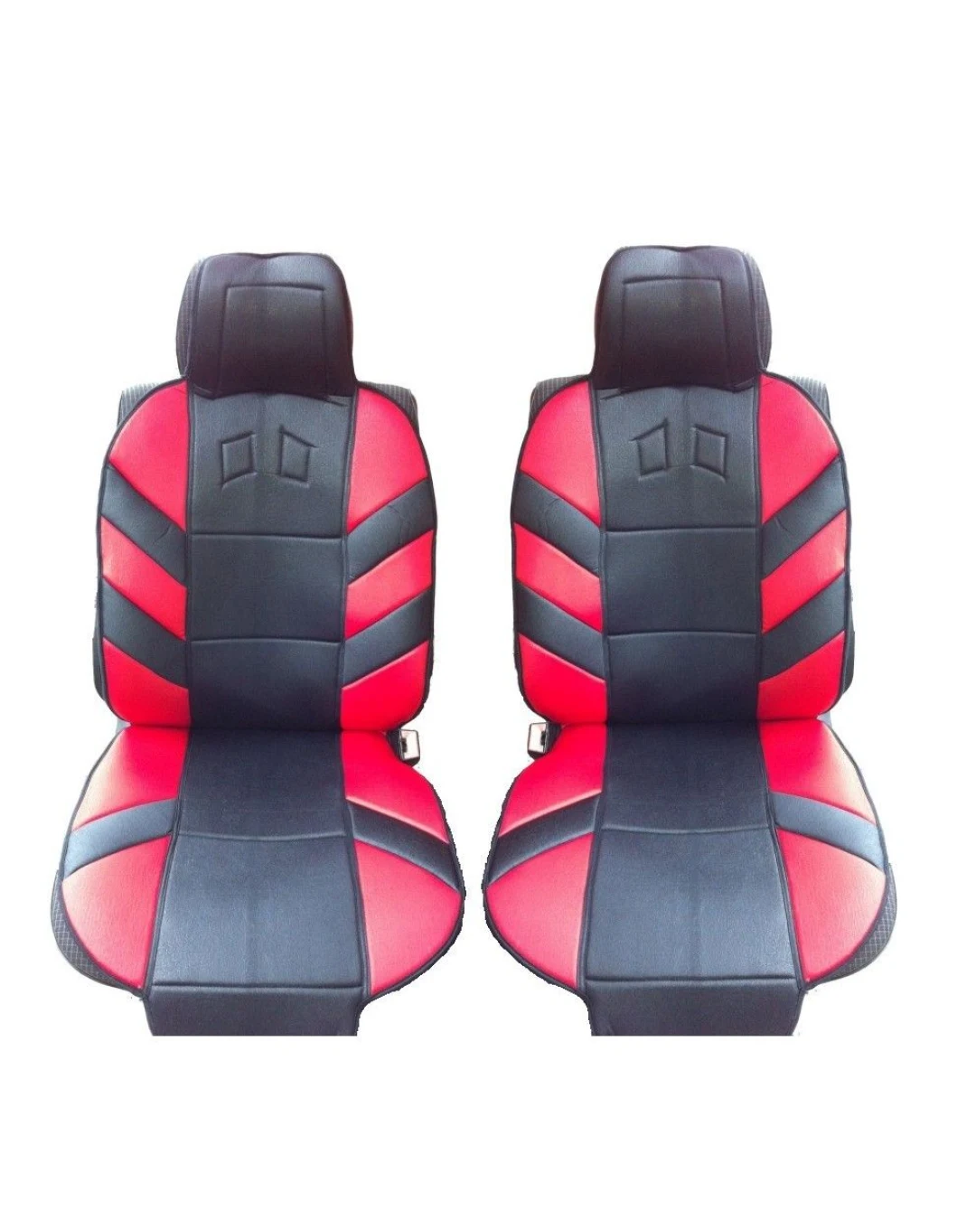 1 + 1 Универсални калъфи, тапицерия за предни седалки, Масажор, високо качествен текстилен материал, Червено-Черно