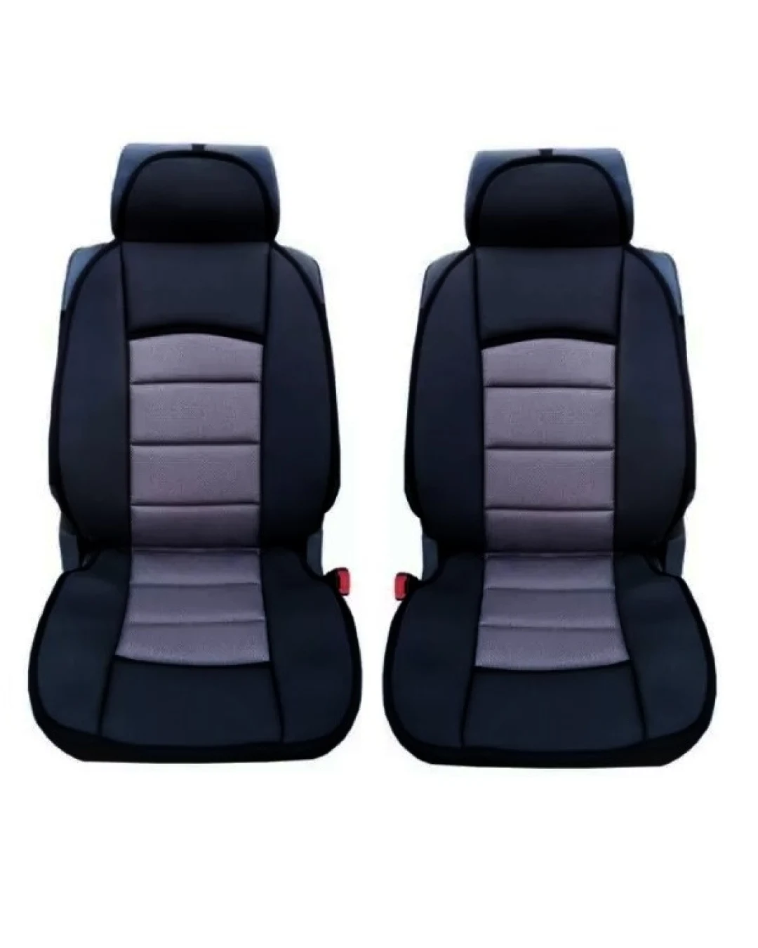 1 + 1 Универсални калъфи, тапицерия за предни седалки, Масажор, високо качествен текстилен материал, Сиво-Черно