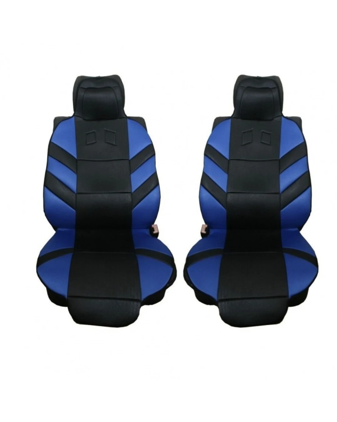 1 + 1 Универсални калъфи, тапицерия за предни седалки, Масажор, високо качествен текстилен материал, Сньо-Черно, Син
