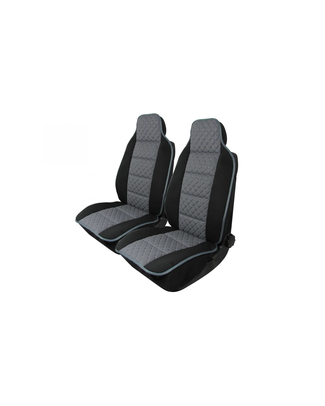 1+1 Универсални калъфи за предни седалки - релефни - еко кожа и текстил - черно със сиво