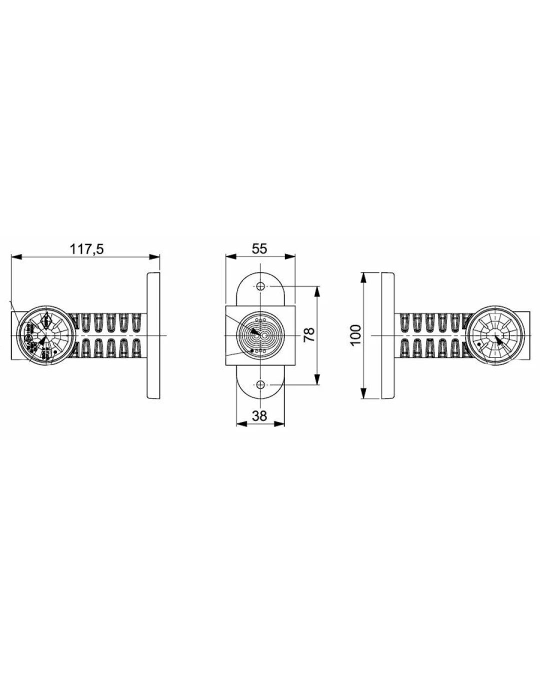 1 Брой 12см LED Лед Габарит, Рогче, 12V-24V, 3 SMD Диода, Тройна Функция, Червена, Бяла, Жълта Светлина, 3D Светлинен Ефект