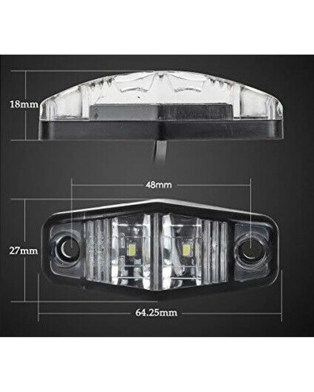 1 брой Бял LED Маркер, габарит, токос, 12 диода - 24V - за камион, ремарке, каравана, платформа