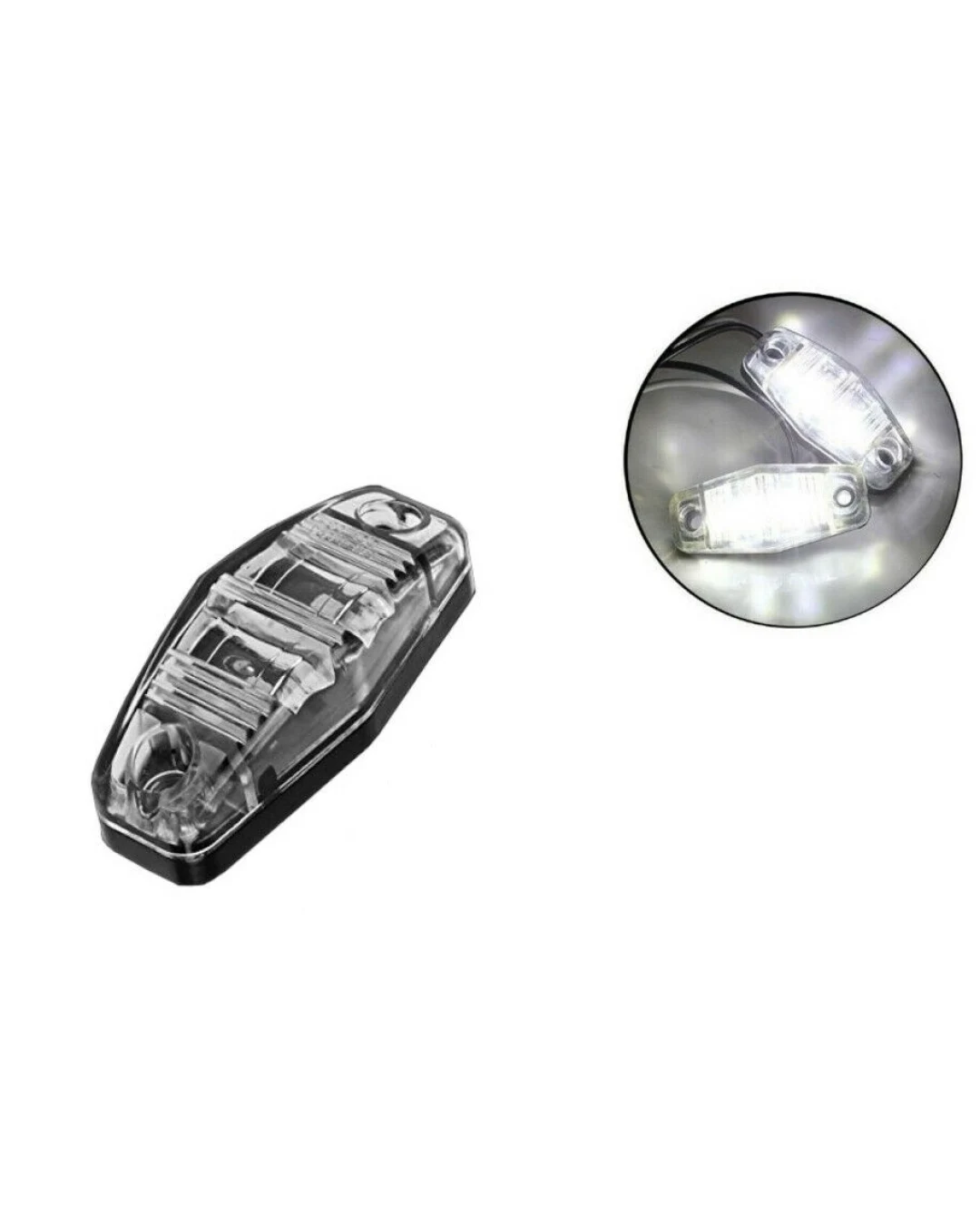 1 брой Бял LED Маркер, габарит, токос, 12 диода - 24V - за камион, ремарке, каравана, платформа