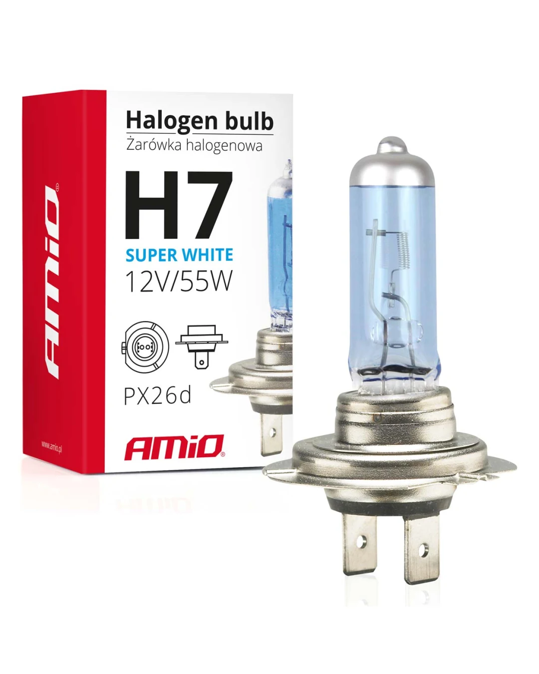 1 брой халогенна крушка H7 12V 55W с UV филтър Super White E4