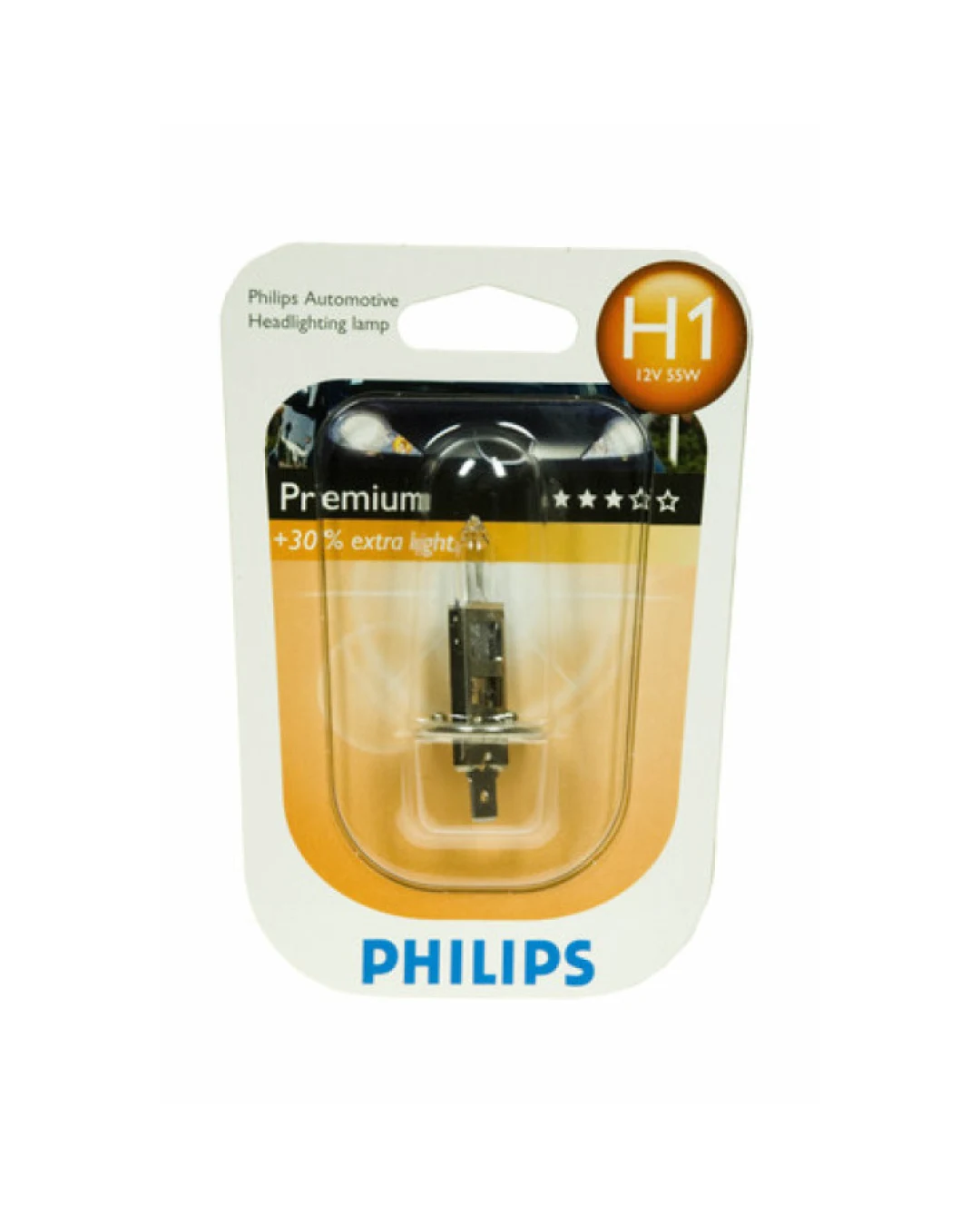 1 брой Халогенна крушка за фар H1 +30% светлина 55W 12V Philips