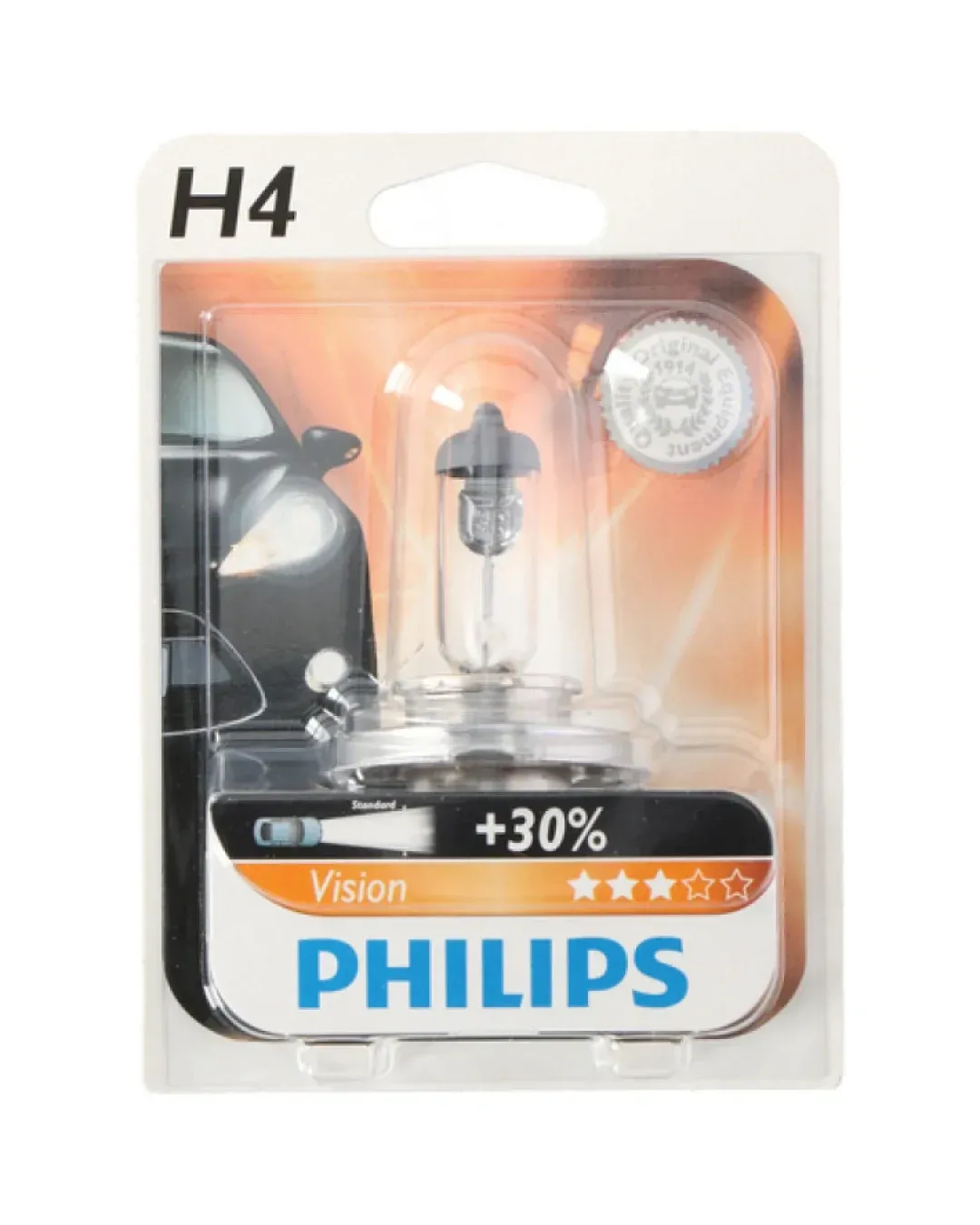 1 брой Халогенна крушка за фар H4 +30% светлина 60 / 55W 12V P14 / 5s Philips