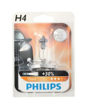 1 брой Халогенна крушка за фар H4 +30% светлина 60 / 55W 12V P14 / 5s Philips