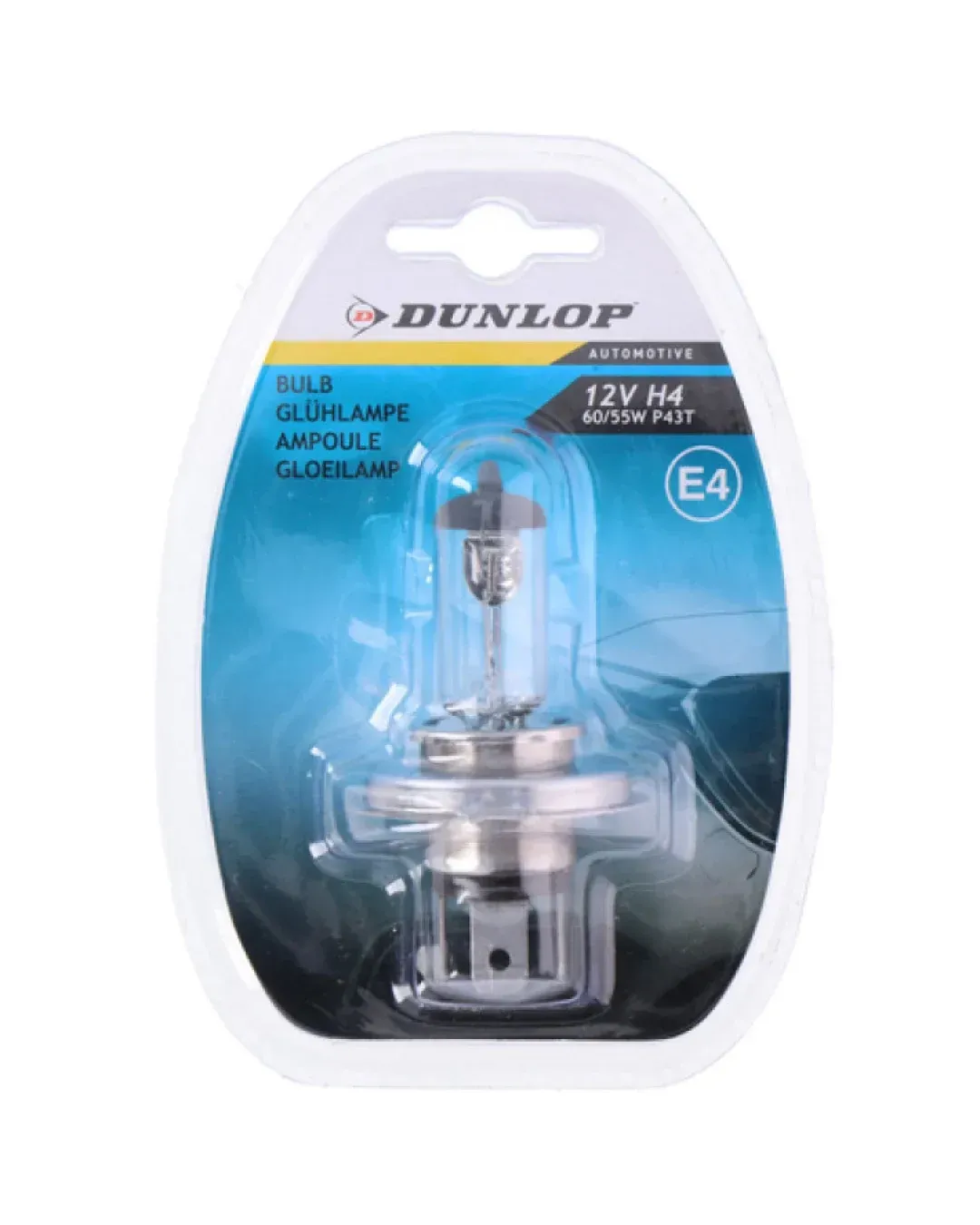 1 брой Халогенна крушка за фар H4 60 / 55W, 12V P43T E4 Dunlop