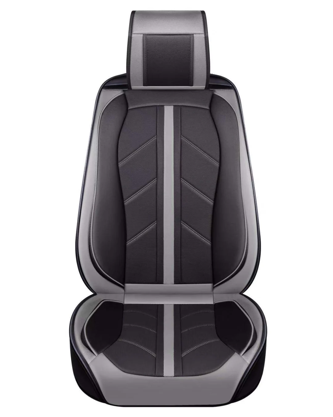 1 Брой Калъф Универсална Авто Тапицерия За Седалка,Еко Кожа Лукс Sport Сиво-Черно