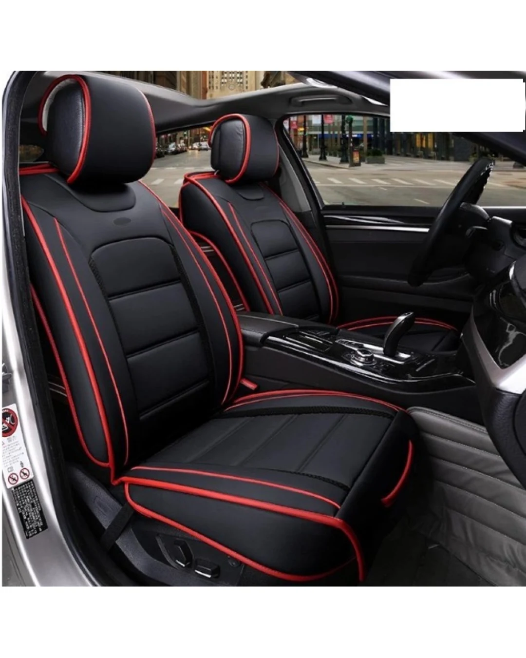 1 Брой Калъф За Предна Седалка Универсална Кожена Тапицерия Черно и Червено TAP775
