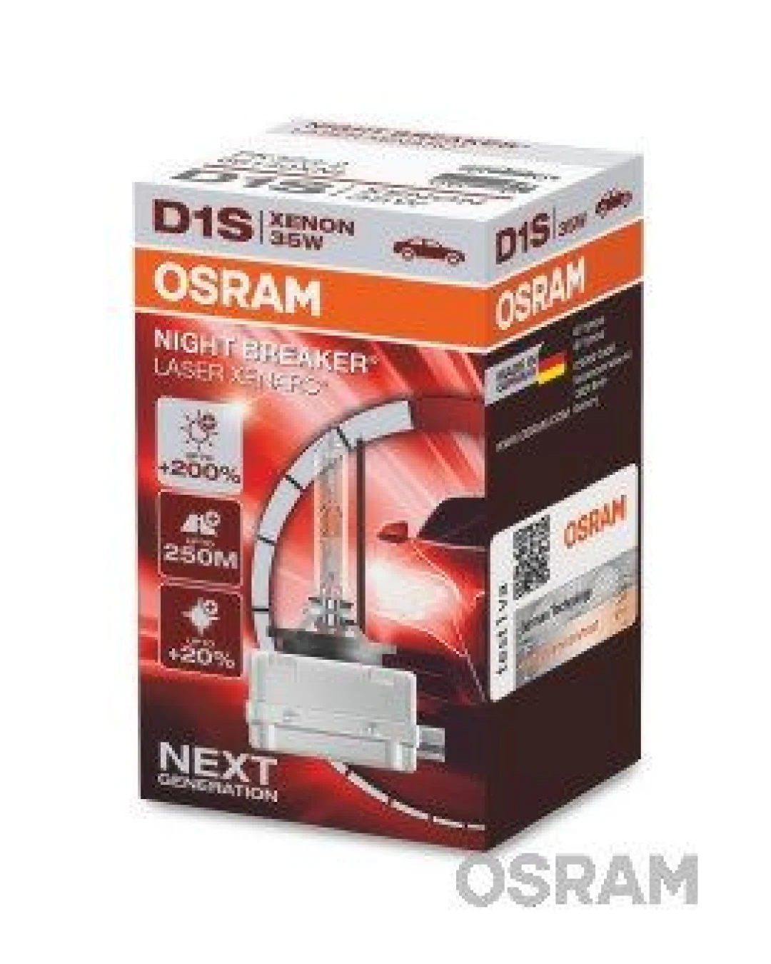 1 брой Крушка за фар xenon Osram D1S Night Breaker Laser +200%, 35W, PK32d-2