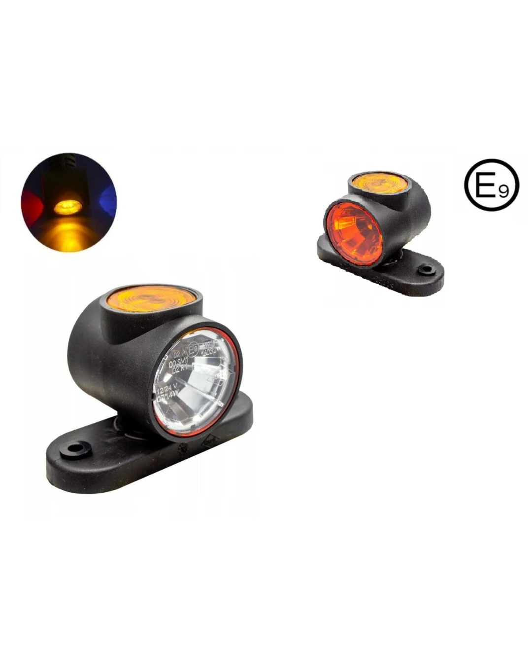 1 брой LED Лед Габарит Рогче12V-24V 3 SMD Диода,Тройна Функция :Червена, Бяла, Жълта Светлина, 3D Светлинен Ефект