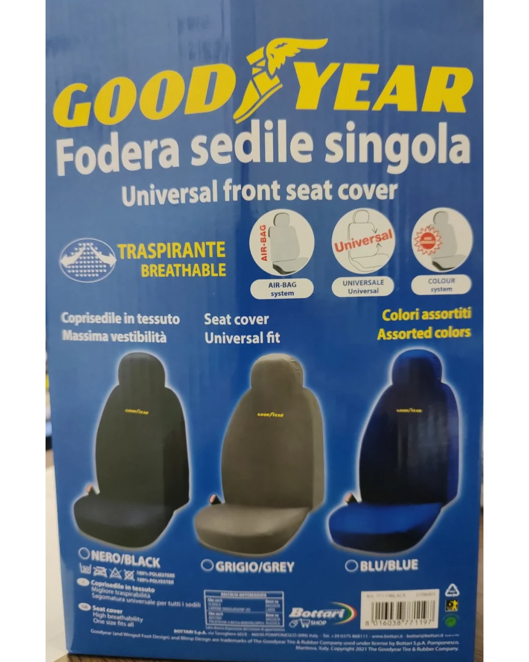 1 брой универсален калъф тапицерия за единична седалка цвят син Goodyear Гудиър