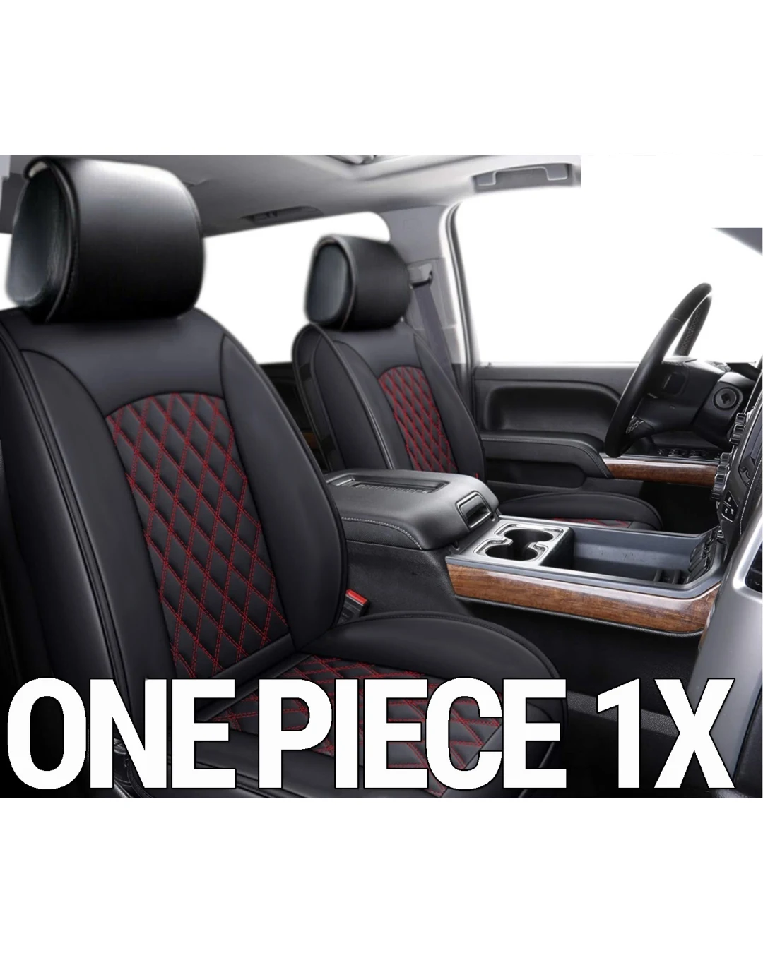 1 брой Универсална Предна Седалка Калъф Кожена Тапицерия Черна С Червен шев