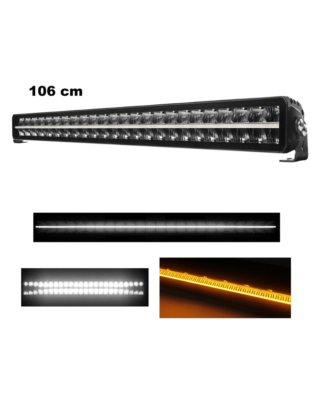 106 cm / 42 Инча 12V - 24V Led Bar Лед Бар Пиано дизайн Диоден Прожектор Супер Мощен Бяла и Оранжева Светлина Габарит Мъгла Високо Качество Ново Поколение 17000LM