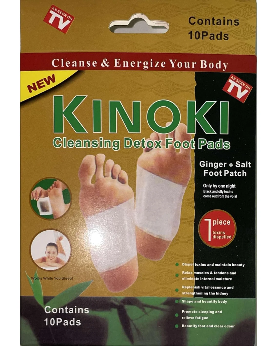 10бр Детоксикиращи почистващи златни пластири Киноки Kinoki Pads Gold