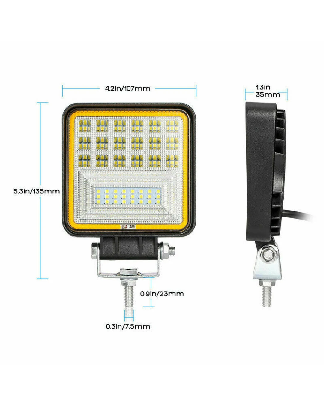 126W LED Диоден Фар Работна Бяла Жълта Светлина Габарит Мъгла Лампа 12V 24V 3030 Лумена