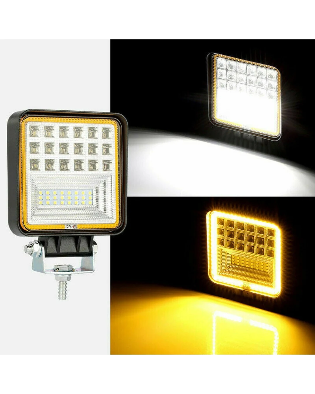 126W LED Диоден Фар Работна Бяла Жълта Светлина Габарит Мъгла Лампа 12V 24V 3030 Лумена