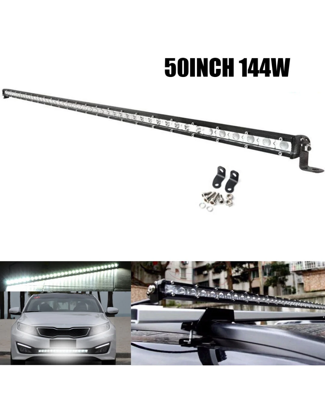 129см 144W Slim Слим Едноредов Мощен Led Bar Лед Диоден Бар Прожектор 12-24V