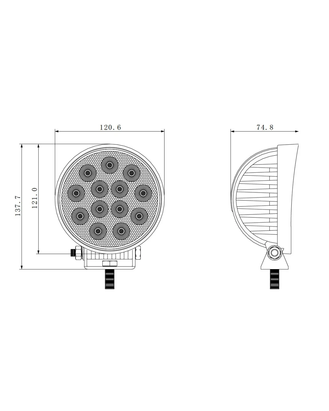 12См 39W Супер Мощен Кръгъл PRO Led Диоден Халоген Лед Лампа Прожектор 12V 24V