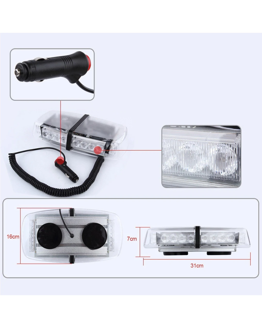 12V 24V лед аварийна сигнална блиц лампа маяк с магнит за пътна помощ 24w