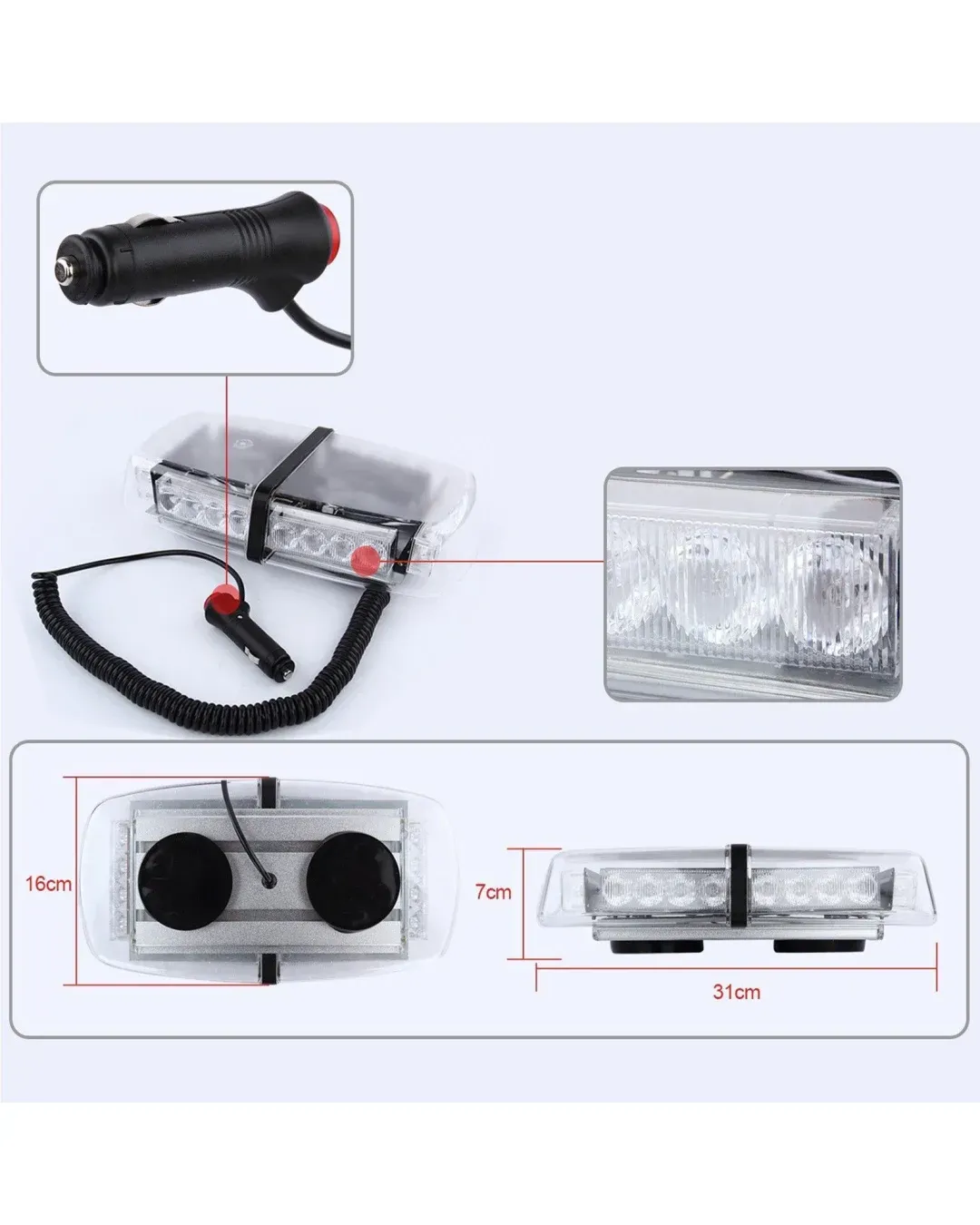 12V 24V лед аварийна сигнална блиц лампа маяк с магнит за пътна помощ 24w