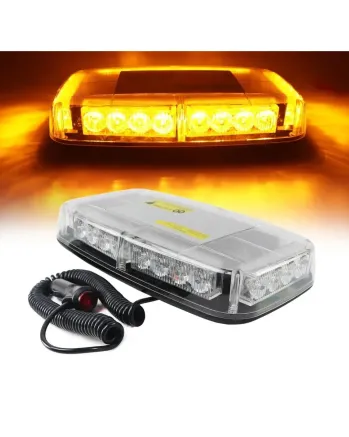 12V 24V LED Диодна Аварийна Сигнална Лампа Буркан с Магнит 15 режима Бяло Стъкло За Пътна Помощ Платформа Снегорин и др.