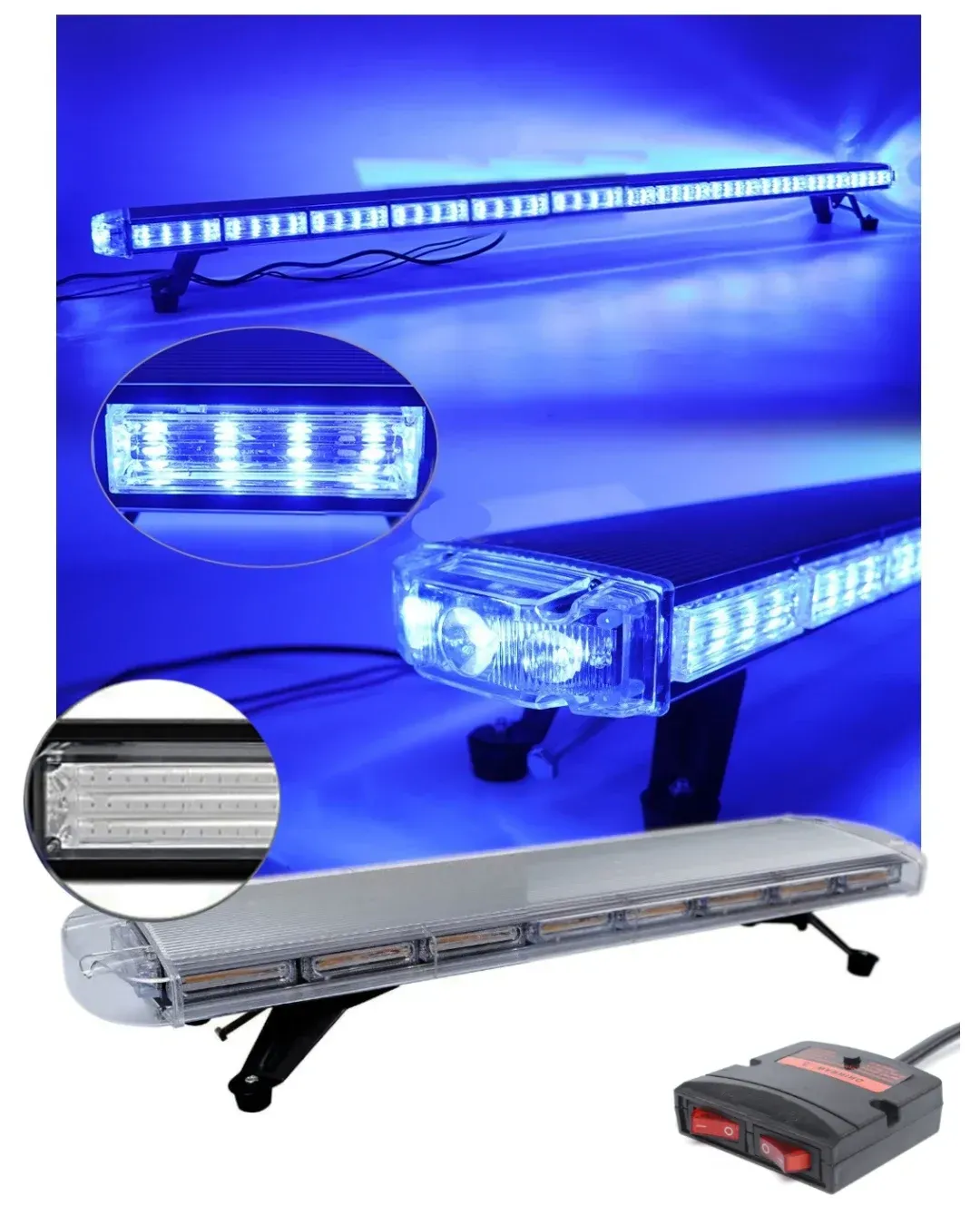 12V 24V Лед Led Диодна Мощна Синя Аварийна Сигнална Лампа Буркан 97.5 см 10 режина За Пътна Помощ Платформа Снегорин и др.