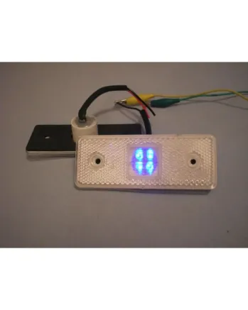 12V Диоден 4 LED ЛЕД Маркер габарит токос светлина за камиони бус ван ремарке каравана - 110 мм х 40 мм - бял със синя светлина