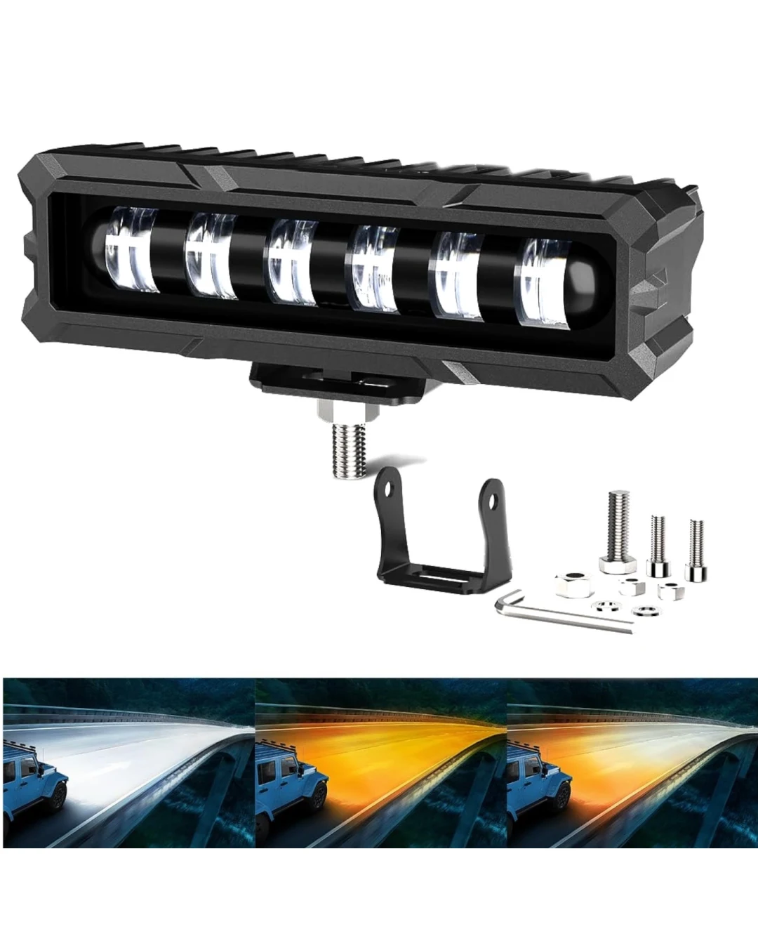 15,5 cm 7Д Диоден Прожектор Супер Мощен Халоген Led Bar Лед Бар 40w Комбиниранa Бяла и Жълта Светлина 12V - 24V За АТВ SUF Джип 4х Offroad Камион