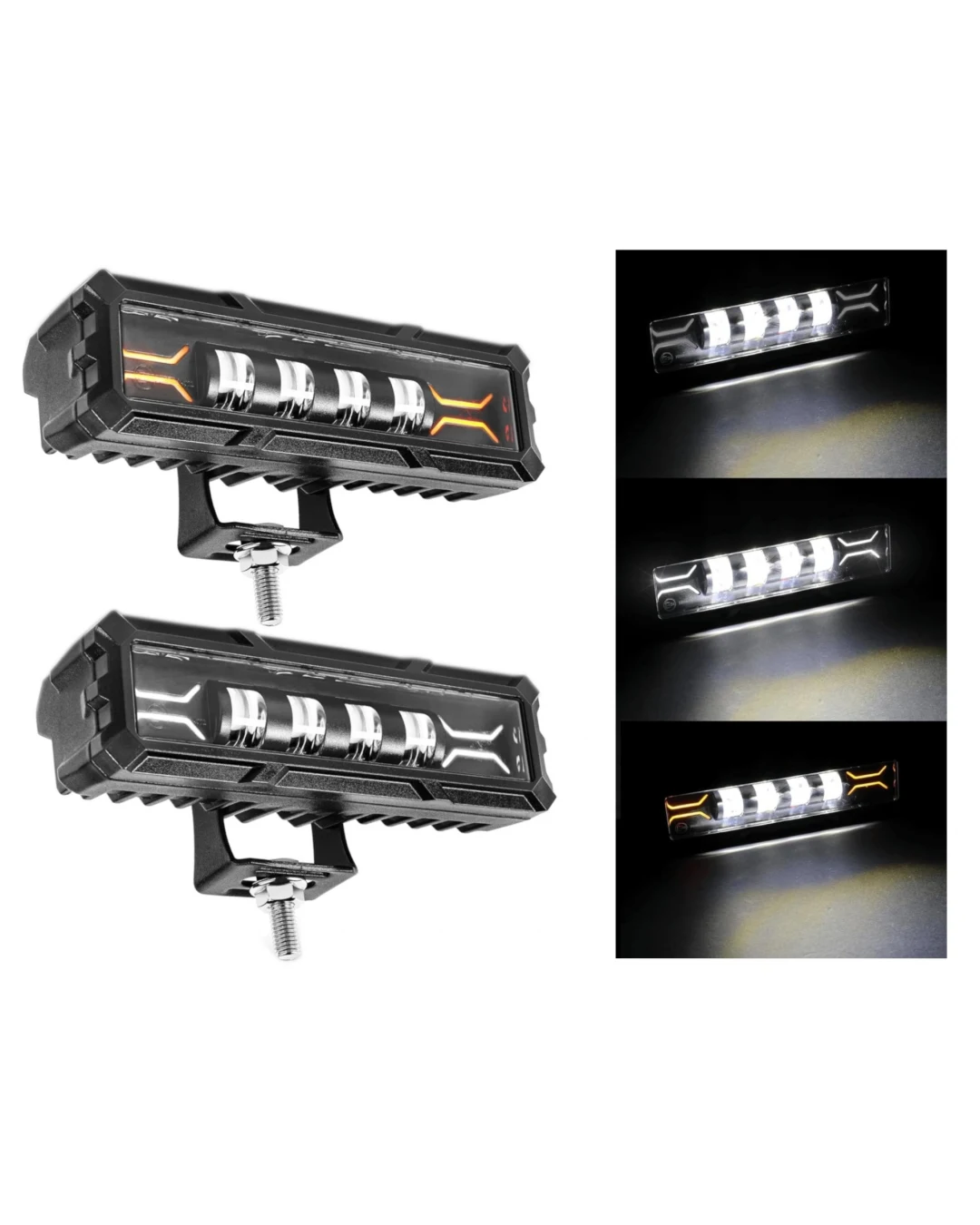 17cm 7Д Диоден Прожектор Led Bar Лед Бар Халоген Бяла Светлина + Габарит бяло - жълто 12V - 24V За АТВ SUF Джип 4х Offroad Камион