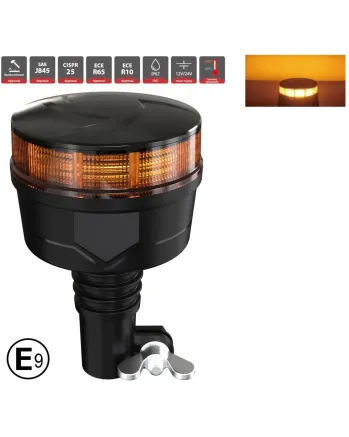 19W LED Аварийна Сигнална Лампа Маяк Буркан 30 Диода Оранжева Жълта 12V - 24V за монтаж на тръба