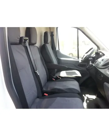 2+1 комплект калъфи / тапицерия - специално ушити за Ford Transit 2013+ - пасват перфектно - с отвор за барчето на седалка - LUXE черно-сиво