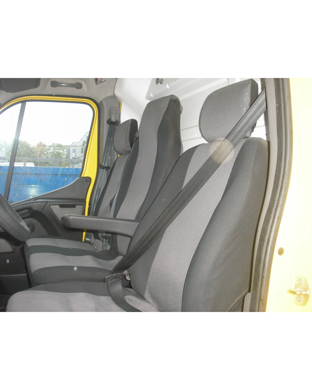 2+1 Комплект Луксозна Сиво-Черна Тапицерия Калъфи За Предни Седалки за Рено Мастер Renault Master 2009-2016