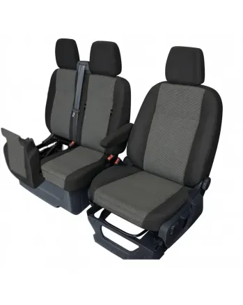 2+1 Комплект Тапицерия за Ford Transit Custom 2013-2023 с отвор на двойната седалка - черно
