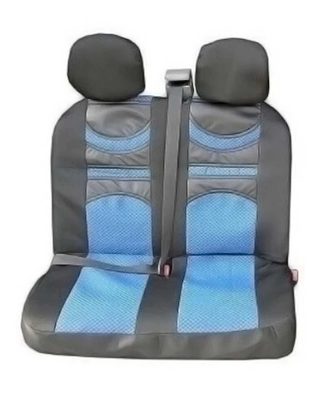 2+1 комплект универсални калъфи / тапицерия  Premium 1  за бус с опора в лумбалната област - еко кожа и текстил - черно и синьо